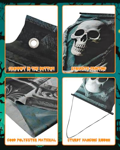 ALKB Halloween decorations door Banners - 3 Pcs Halloween Cemetery Banner - Image 3