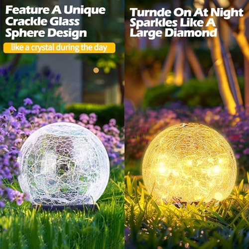 Garden Solar Ball Lights Outdoor Waterproof 30LED Cracked Glass Globe 3.9'' - Image 4