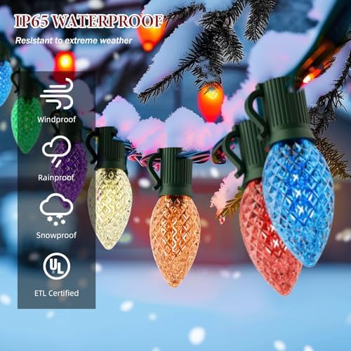 Kawaya Christmas Pathway Lights, Jumbo C9 Faceted Tree Lights 25FT 25 Bulbs - Image 3