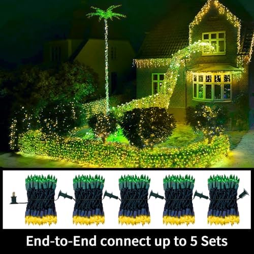 LAMPHOME St. Patrick's Day Mini String Lights, Super-Bright Extendable Green and Yellow Christmas Lights Decoration 100Lights 19.6ft UL Certified Mini Bulb for Outdoor Christmas Tree Decor - Image 4
