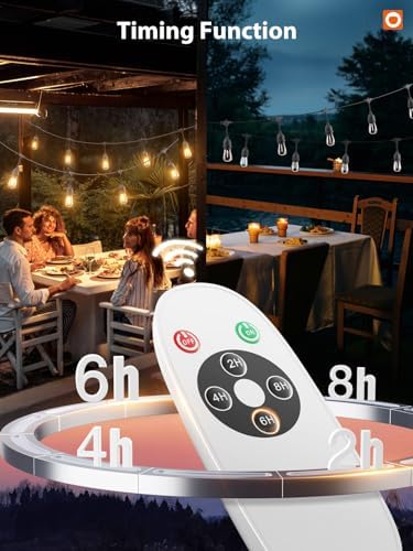 addlon LED Outdoor String Lights 48FT with Timer Edison Vintage Bulbs ETL - Image 2