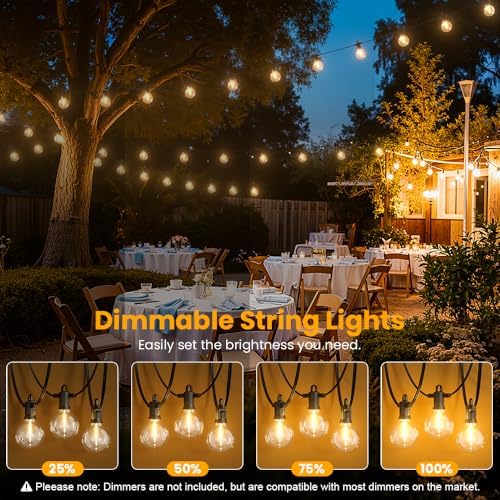 G40 LED Outdoor String Lights, 150FT Waterproof IP65 Hanging Patio Lights - Image 4