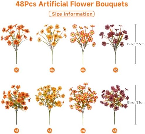 Alupssuc 48 Bundles Artificial Fall Flowers, UV Resistant Faux Mums Porch - Image 2