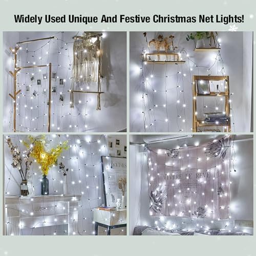 Led White Christmas Net Lights Outdoor Christmas Bushes Lights 120Led 6ftx5ft, Connectable Outdoor Indoor Mesh Net Lighting for Xmas Holiday, Garden, Lawn, Shrubs, Trees, Bushes Decorations - Image 2