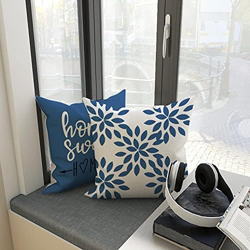 YCOLL Pillow Covers 16x16 Set of 4, Modern Sofa Throw Pillow Cover, Decorative Outdoor Linen Fabric Pillow Case for Couch Bed Car，Light Blue - Image 5