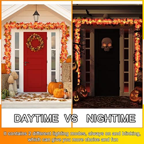 Tuanse 9.8ft Fall Leaves Garland with 20 LED Lights Indoor Outdoor - Image 3