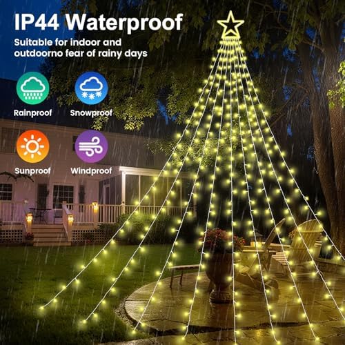 Outdoor Christmas Decorations 11.5ft Warm Waterfall Christmas Tree Lights - Image 6