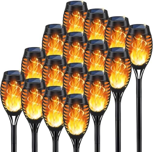 KYEKIO 16Pack Solar Torch Light with Flickering Flame for Halloween Decor by KYEKIO