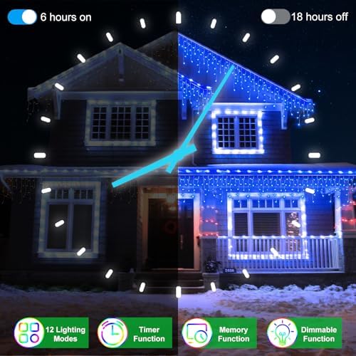 60FT 612 LED Outdoor Christmas Lights - 136 Ice Drops, 12 Pro Modes - Image 4