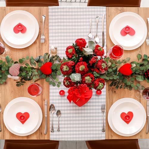 Zeyune 6ft Valentine's Day Decor Heart Long Garland for Mantel Artificial Eucalyptus Leaves and Fabric Hearts for Valentine Front Door Kitchen Fireplace Home Indoor Outdoor - Image 4