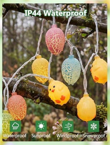 Easter Egg Chicken String Lights Plug in, 8.5Ft Outdoor Easter Decorations Lights with 10 LED Egg Chicken Pastel Fairy Lights Waterproof for Indoor Outdoor Spring Party Garden Home Window Decor - Image 3