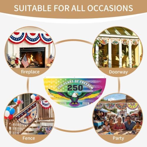 250th Usa Patriotic Semicircular Hanging Decorative Bunting Flag 2pcs - Image 7