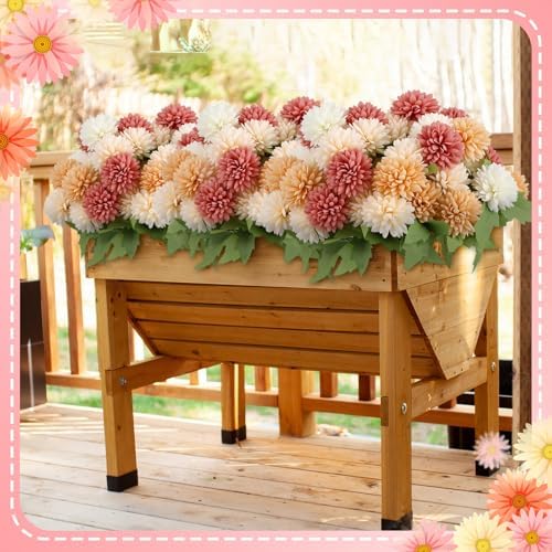 XunYee 12 Pcs Fall Artificial Flowers for Outdoor,Faux Kiku Mum Flowers - Image 3