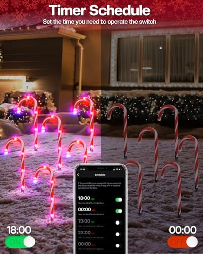 FREECUBE 12 Pack Smart Candy Cane Pathway Lights, LED Candy Cane Lights with APP Control, Dimming, Timer, DIY, Color Changing Christmas Decoration for Yard Patio Walkway - Image 5