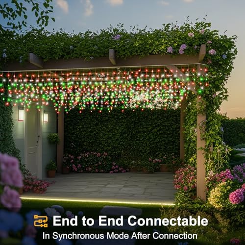 33ft Icicle Lights for Outside, Red White and Green Christmas Lights Outdoor Indoor, 400 LED Twinkle String Light with 75 Drops, Clear Wire Connectable Timer for Thanksgiving Room Home Wall Bedroom - Image 6