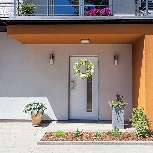 WreathDream 18'' Spring Wreath Summer Wreath for Front Door with Green Eucalyptus Leaves and White Cherry Blossoms for Home Outdoor Farmhouse Porch Wall Decoration, White Gift Box Included - Image 3