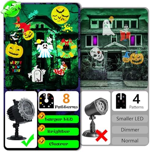 Halloween Projector Lights Outdoor, 8 Images Mode Halloween Lights Projector with 96 Cartoons, Waterproof Holiday Projector with Remote Control and Timer for Halloween Decorations - Image 3