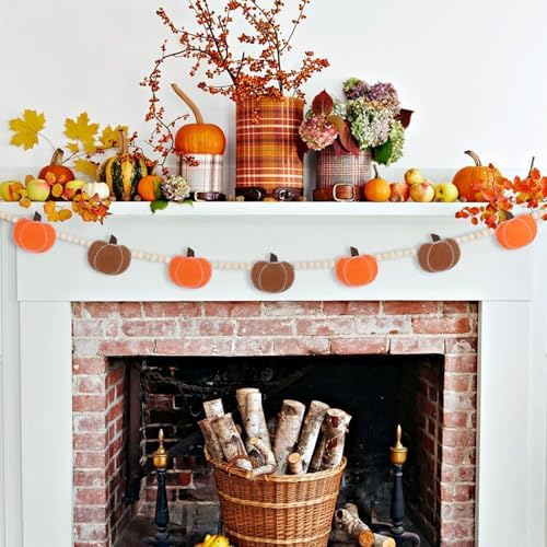 DAZONGE Fall Decor Felt Pumpkin Beads Garland for Fall Home Decorations - Image 2