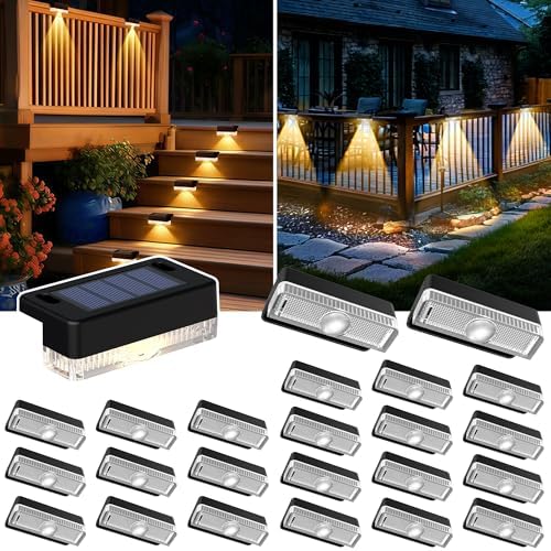 Solar Deck Lights, Solar Step Lights Outdoor Waterproof 24 Packs Warm White by AUDERWIN