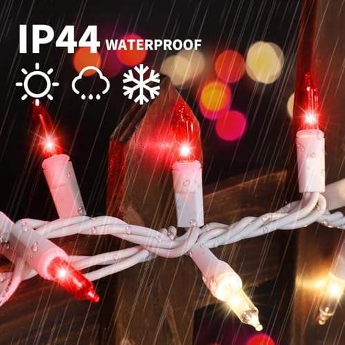 LAMPHOME 100 Count Red Clear Valentine Lights, Connectable 20ft Valentine Room Lights, Plug in Pink Christmas String Light Indoor Outdoor for Christmas Bedroom Valentines Party - Image 3