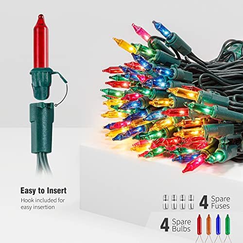 Hopolon Christmas Lights Multicolor,2PACK Total 100Count 26FT,Green Wire - Image 2