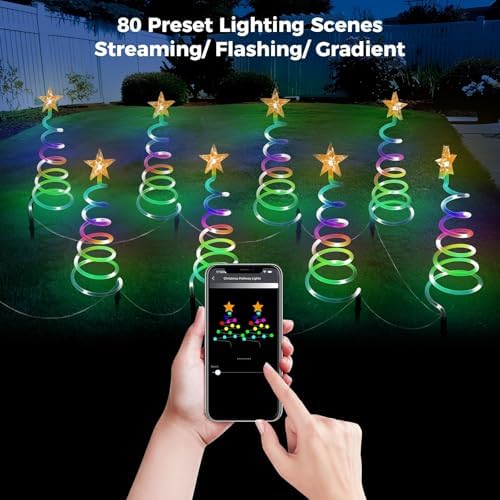 8 Pack Christmas Pathway Lights Outdoor, Spiral Christmas Tree Path Lights, Christmas Yard Decorations Outdoor - Image 2