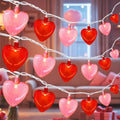 12Ft Red Pink Heart String Lights, Valentine's Day Decorations Lights Outdoor Waterproof with 20 LED Clear Heart Light with Glitter for Home Door Fireplace Windows Fence Valentines Day Party Decor by PASUTO