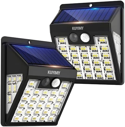 Solar Lights Outdoor, 72 LED Motion Sensor Wall Light, IP65 Waterproof and 3 Lighting Modes, Solar Powered Security Wireless Light Outside for Patio, Garden, Fence, Porch, Front Door(2 Packs) by KUYIMY