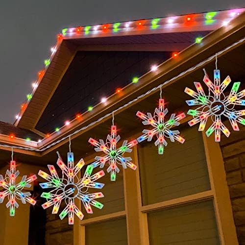 Dazzle Bright Christmas Snowflake Lights Outdoor,100 Count 8.5FT Connectable Waterproof Christmas Icicle Lights with 6 Drops Plug in for Indoor Xmas Yard Home Decorations (Multi-Colored) - Image 3