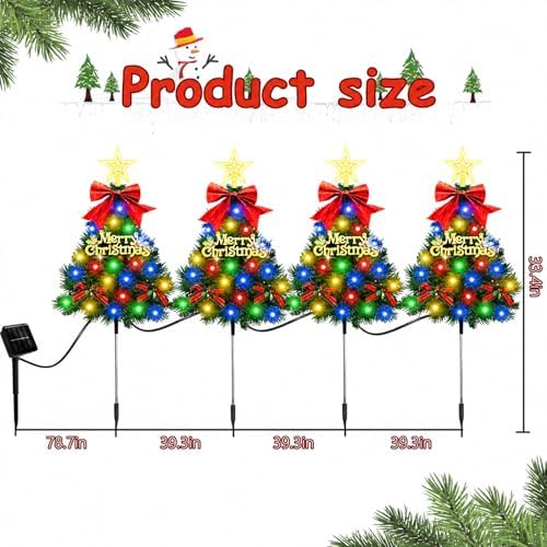 Christmas Tree Solar Pathway Lights Outdoor Decor, 8 Pack, Green - Image 2