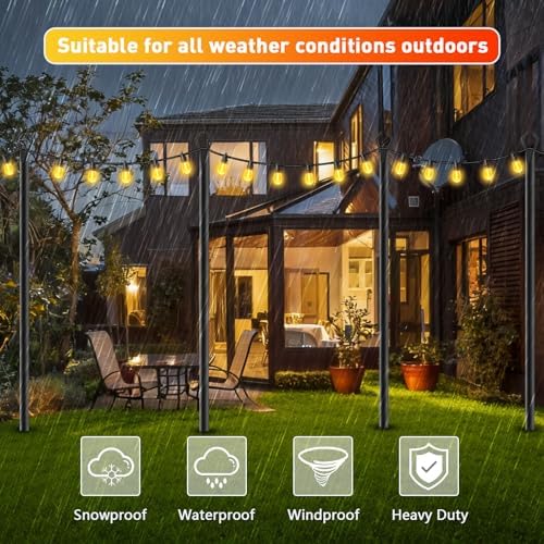LETIANPAI 8 Pack String Light Poles,10 FT Metal Poles with Fork for Outdoor String Lights,Outdoor Light Poles with Fork,Poles/Post/Stand for Outside - Image 5