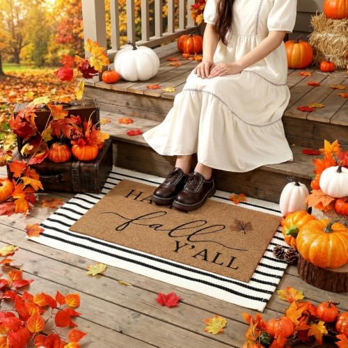 Duraaamo 2 Pcs Fall Front Door Mats, Fall Welcome Outdoor Rug, Non Slip - Image 4