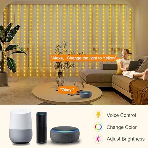 ZAIYW WiFi Smart RGB Color Changing Curtain Lights - 600 LED, Compatible with Alexa, App Control, Music Sync, Plug in for Christmas Wedding Outdoor Decor (Pack of 2) - Image 3