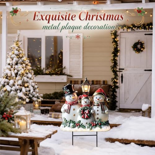 RattanView Christmas Snowman Yard Sign Outdoor Snowman Yard Decoration with Stakes Waterproof Garden Lawn Stake Sign Decoration for Xmas Patio Lawn Walkway Courtyard Party Decor - Image 2