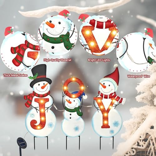 BRIGHTDECK 3 Pack Christmas Snowman Yard Signs Outdoor Decorations - Image 2