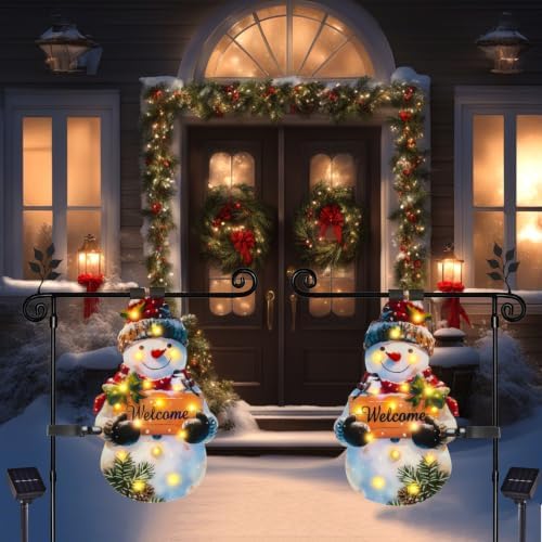 12x18 Solar Christmas Snowman Garden Flag, Outdoor Decor - Image 6