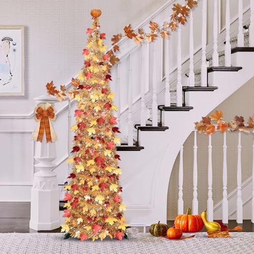 Pumpkin & Fall Decor - 5FT Pop Up Fall Tree with Lights Battery Operated - Image 4
