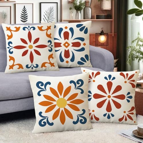 Fahrendom Mexican Talavera Tile Decorative Throw Pillow Covers - Image 6
