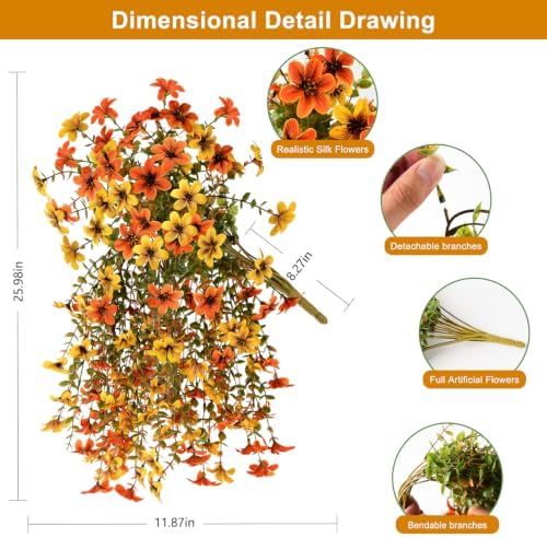 INQCMY Artificial Hanging Flowers for Outdoors Fall Decoration - Image 2