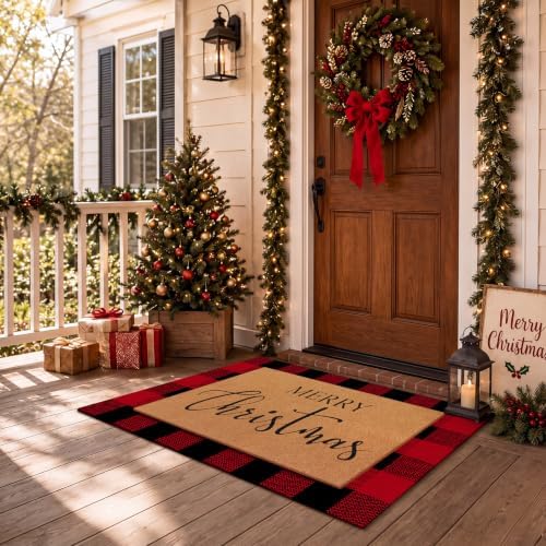 Tinideya 2 Pcs Christmas Layered Doormat Set, Merry Christmas - Image 5