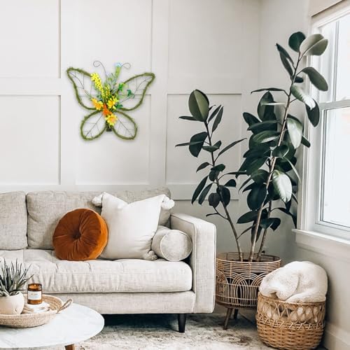 idyllic Butterfly Shaped Wreath with Pastel Berries and Floral Spring Artificial Wreaths for Front Door Decor - Image 5