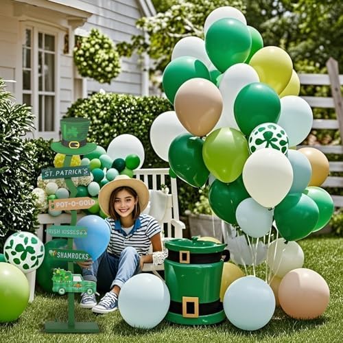 43.8" Lighted Wooden St. Patrick's Day Porch Sign Leprechaun Hat Shamrock Irish Train Standing Signs With Base For Indoor Outdoor Yard Decor - Image 7