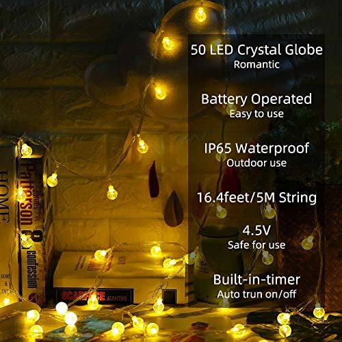 Metaku 16.4Ft 50LED Battery Operated Globe String Lights with Remote - Image 2