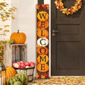 47" Fall Wooden Porch Sign Vertical Fall Welcome Standing Signs Pumpkin Leaves Standing Welcome Porch Sign for Outdoor Autumn Thanksgiving Harvest Home Garden Yard Farmhouse Front Door Decor by peonyman