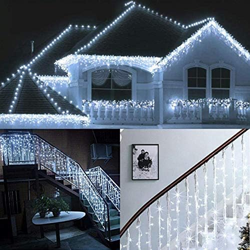 ZIMINGU Icicle Dripping Lights, 13FT 144 LEDs 8 Modes Christmas Connectable Twinkle Window Curtain Fairy Waterfall Diwali Ceiling String Lights for Outdoor Indoor Decorations (Cool White, 4X0.6M) - Image 2
