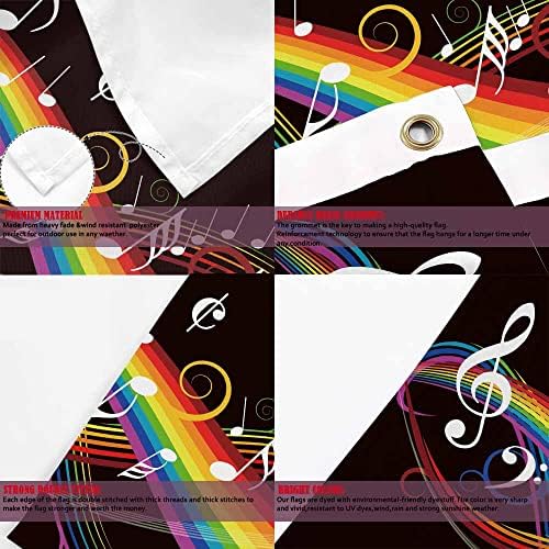 Yekiua Music Flag 3X5 Ft Outdoor Rainbow Music Musical Note Melody Premium Strongest Longest Lasting Flag Vivid Color With Brass Grommets - Image 4