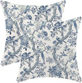 CXMEIFLY Spring Pillow Covers 18 x 18 Inch Set of 2 for Navy Blue Chinoiserie Flowers Bird Decor Throw Pillows Vintage Floral Plant Outdoor Decorative Cushion Cases for Couch Bed Decorations by CXMEIFLY