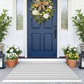 KOZYFLY Striped Rug 2.3x3.6 ft Cotton Woven Front Door Rugs, Gray and White by KOZYFLY