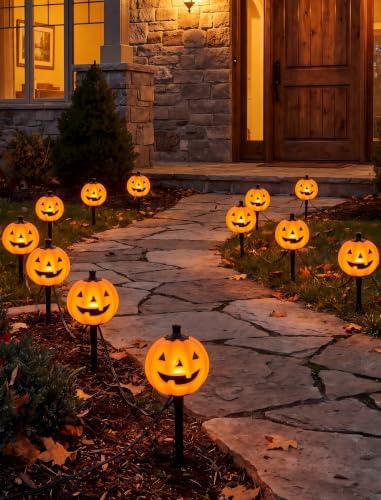 Halloween Pumpkin Pathway Lights, 4PCS LED Pumpkin Stake Lights by Pallerina
