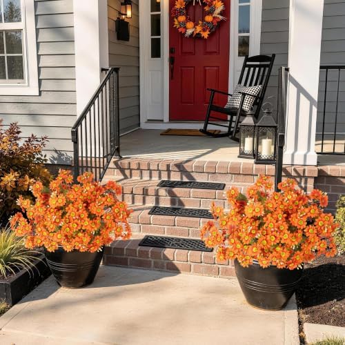INQCMY 10 Pcs Artificial Fall Flowers for Outdoors UV Resistant Faux Mums - Image 4